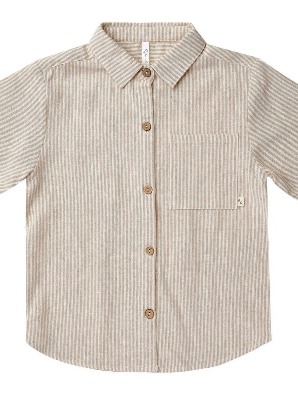 Rylee + Cru Collared SS Shirt - Sand Stripe